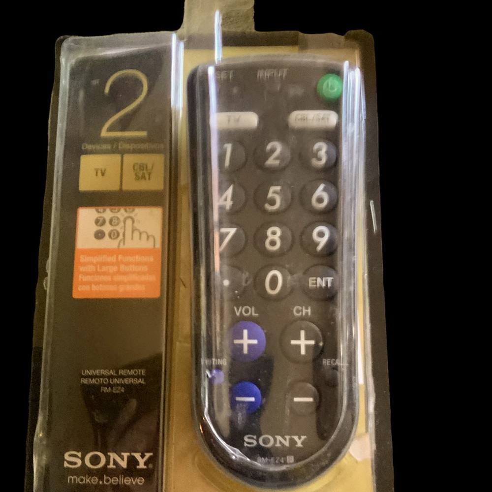 Sony Universal 2-Device TV/Cable/Satellite Large Button Remote *New. #RM-EX4
